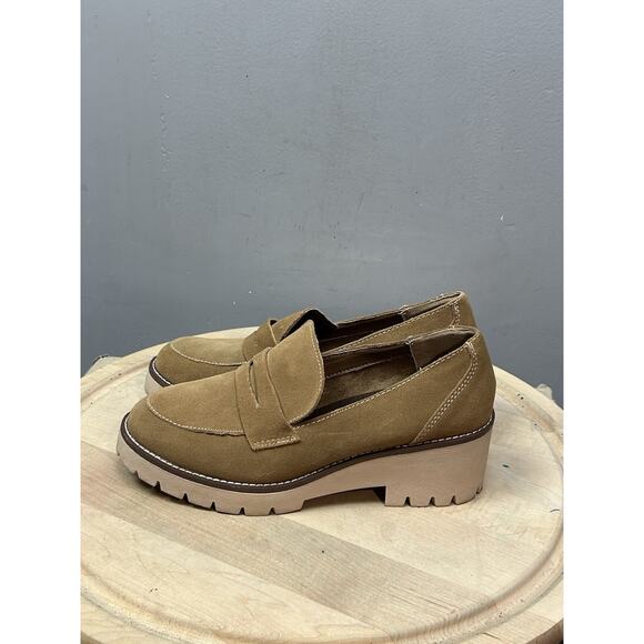 Blondo Chunky Dulce Loafers Womens 9.5 Tan Waterproof‎ Suede Neutral B3614 - Picture 2 of 7